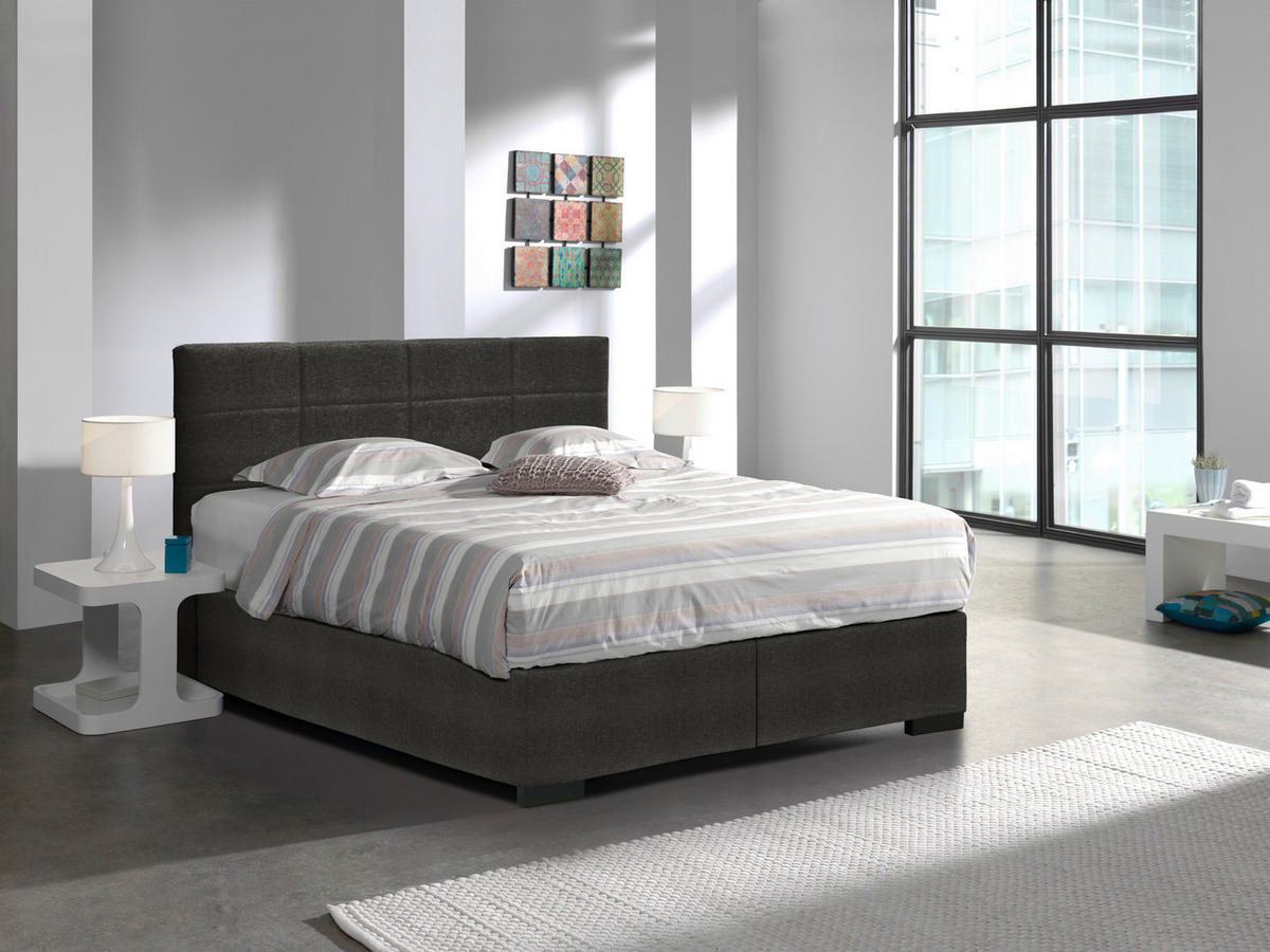 BOXSPRINGBETT 140/200 cm  in Anthrazit  - Anthrazit/Schwarz, MODERN, Kunststoff/Textil (140/200cm) - MID.YOU