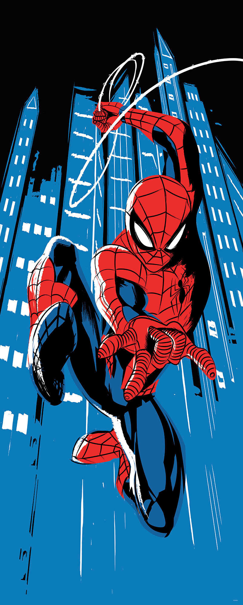 FOTOTAPETE SPIDER-MAN ROOFTOP  - Blau, Design, Textil (100/250cm) - Marvel