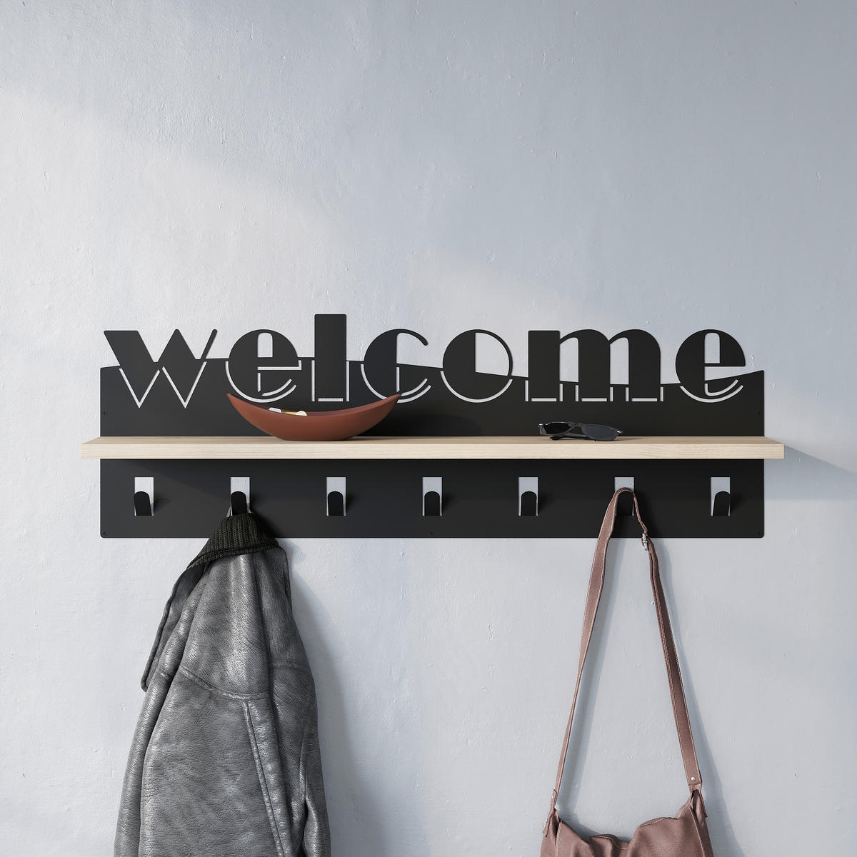 WANDGARDEROBE - Sonoma Eiche, Design, Holzwerkstoff/Metall (86/27/15cm) - Livetastic
