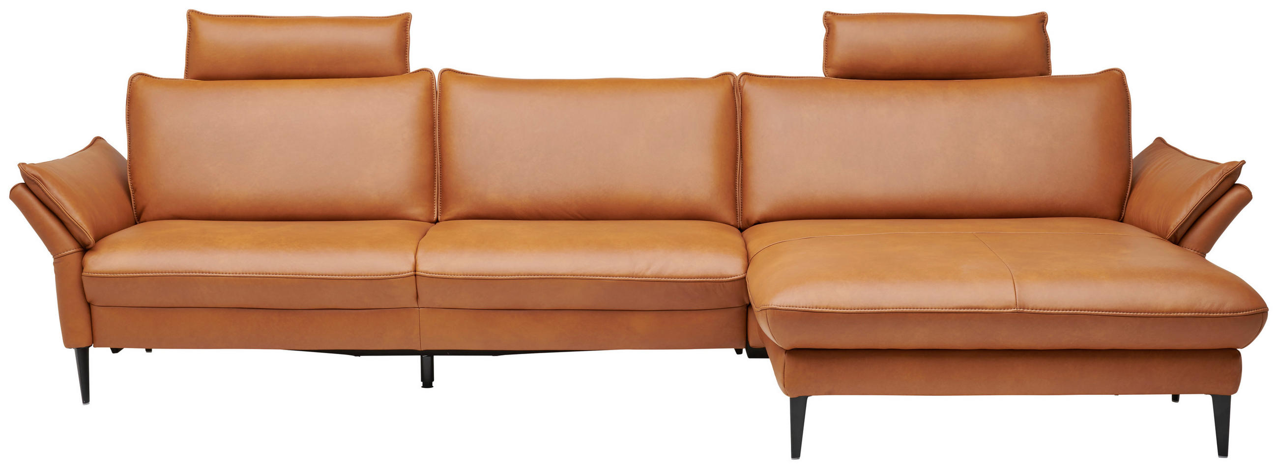ECKSOFA in Echtleder Braun  - Schwarz/Braun, Design, Leder/Metall (334/172cm) - Valdera