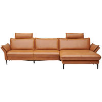 ECKSOFA in Echtleder Braun  - Schwarz/Braun, Design, Leder/Metall (334/172cm) - Valdera