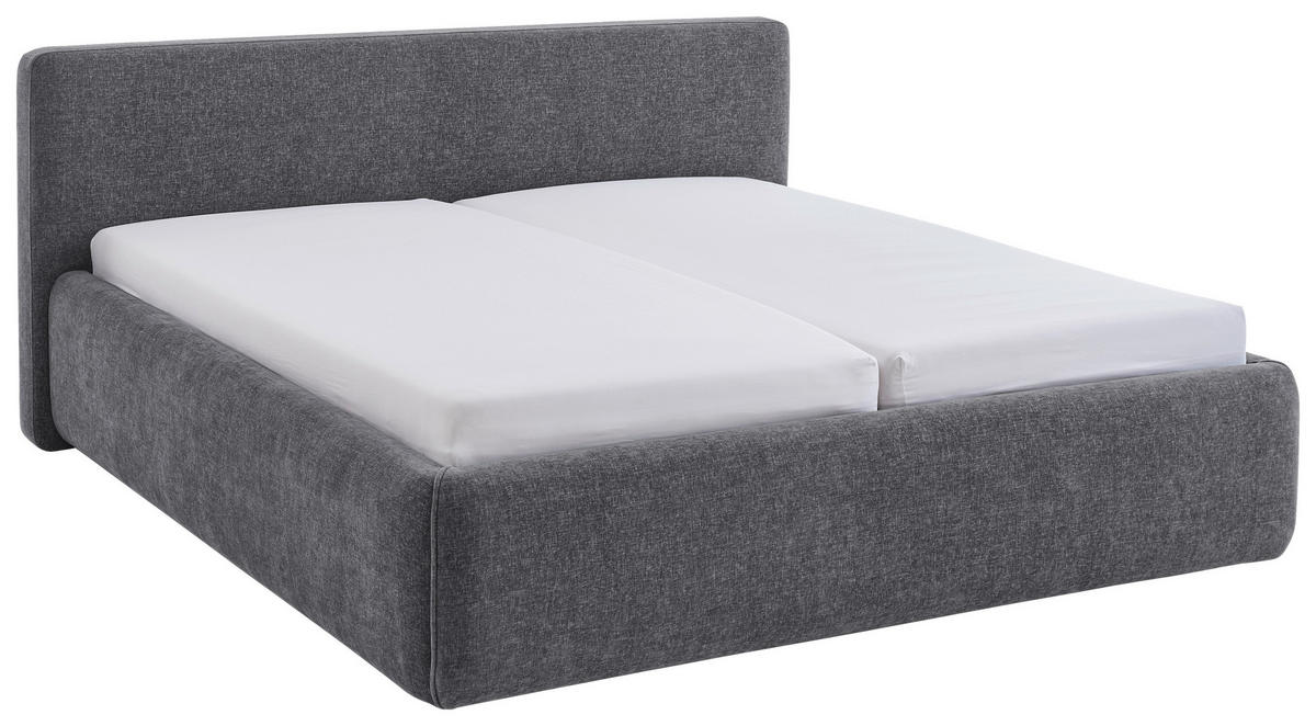 POLSTERBETT 240/200 cm,  in Grau, Bettkasten, Lattenroste,  - Birkefarben/Buchefarben, Design, Holz/Textil (240/200cm) - Xora