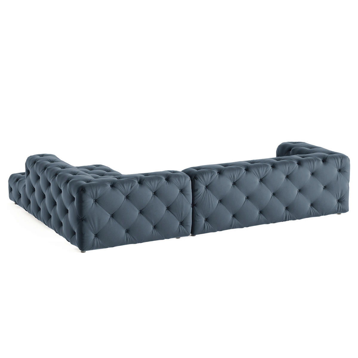 ECKSOFA Fresco in Samt Dunkelblau  325/228 cm  - Schwarz/Dunkelblau, Design, Kunststoff/Textil (325/228cm) - P & B