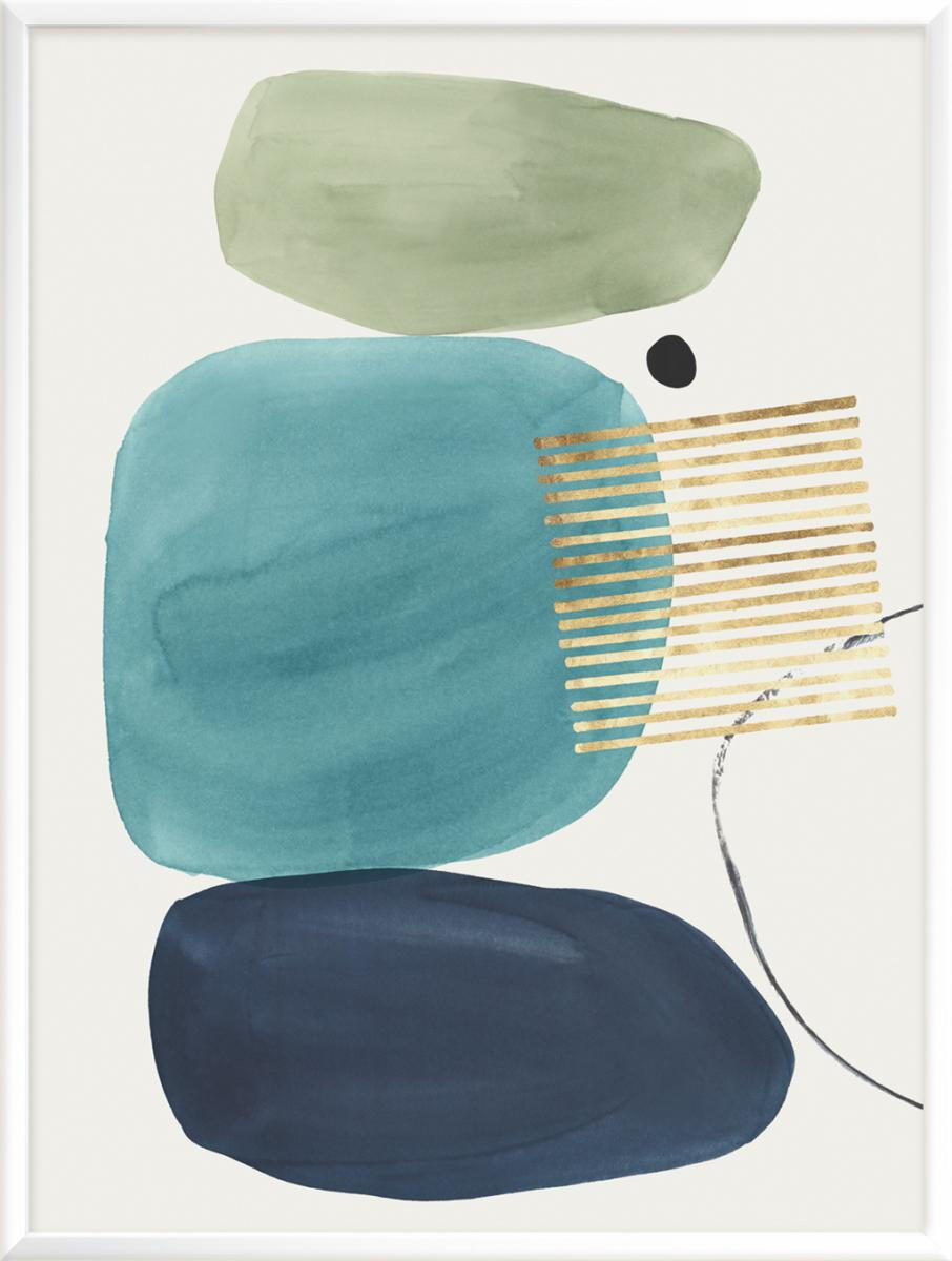 KUNSTDRUCK  - Blau/Weiss, Basics, Papier (30/1,5/40cm) - Monee
