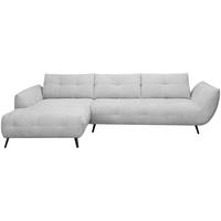 ECKSOFA Hellgrau Chenille Armlehnenkissen, Rücken echt, Sitztiefenverstellung  - Hellgrau/Schwarz, KONVENTIONELL, Textil/Metall (215/313cm) - Hom`in