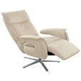 FERNSEHSESSEL Lederlook (vegan) Ecru  - Ecru/Edelstahlfarben, MODERN, Textil/Metall (77/116/80cm) - Cantus