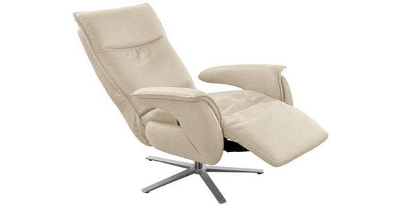 FERNSEHSESSEL Lederlook (vegan) Ecru - Ecru/Edelstahlfarben, MODERN, Textil/Metall (77/116/80cm) - Cantus
