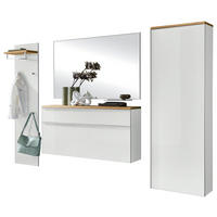 GARDEROBE 5-teilig  in 255/195/31 cm  - Weiss, Design, Glas/Holz (255/195/31cm)