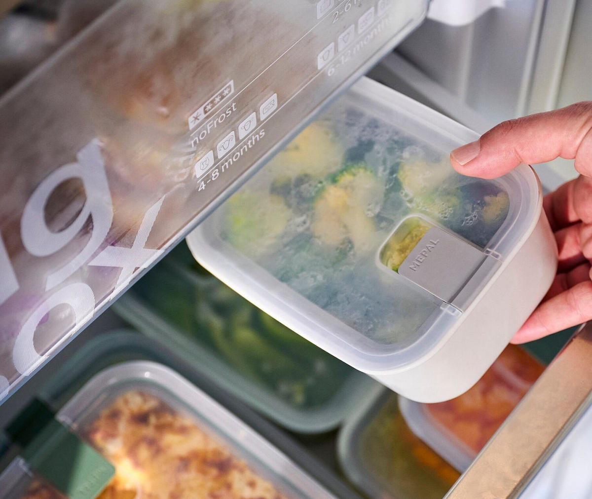 RECIPIENT PĂSTRARE ALIMENTE 0,450 l  - transparent/măsliniu, Konventionell, plastic (13,9/9/7cm) - Mepal