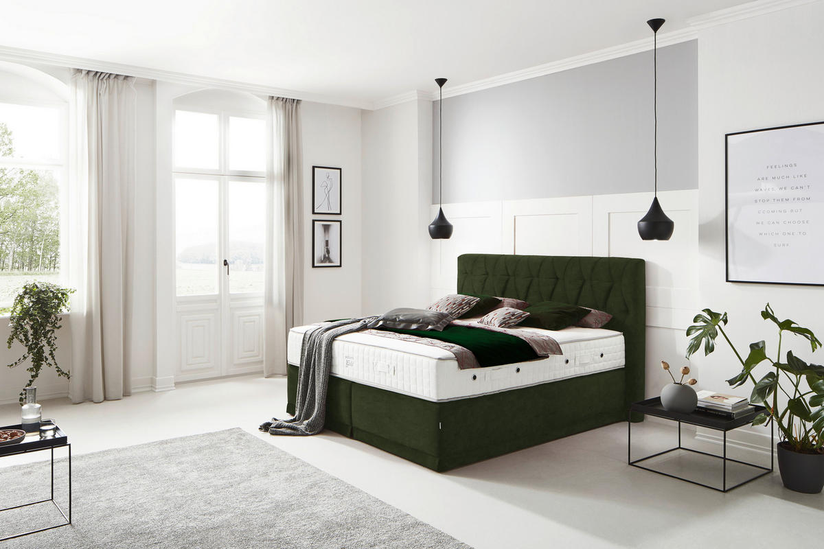 BOXSPRINGBETT 180/200 cm  in Grün  - Grün, KONVENTIONELL, Textil (180/200cm) - Ambiente