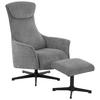 RELAXAČNÍ KŘESLO S TABURETEM, textil, šedá - šedá/černá, Design, kov/textil (76/110/85.5cm) - Welnova