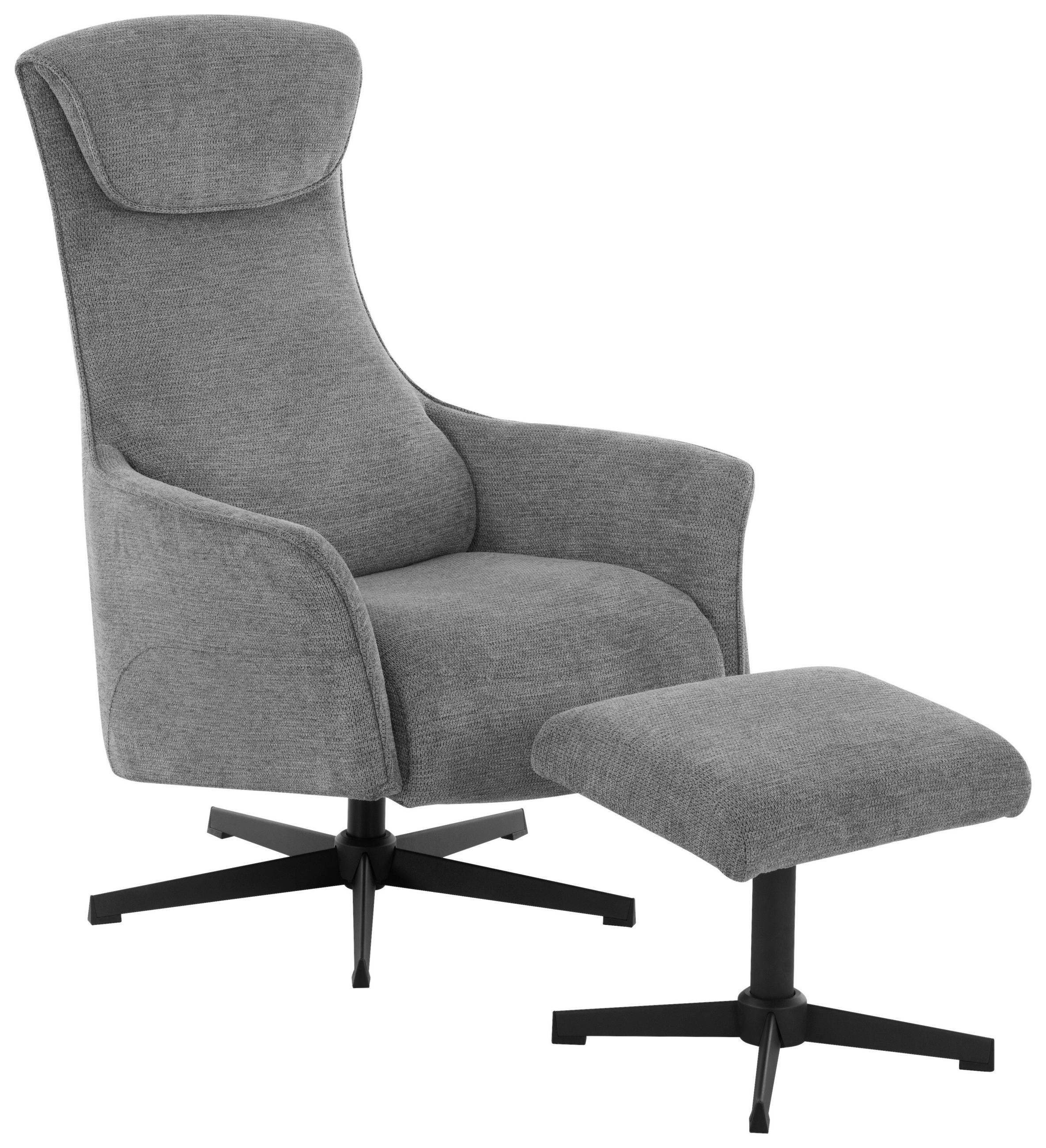 Welnova RELAXAČNÍ KŘESLO S TABURETEM, textil, šedá