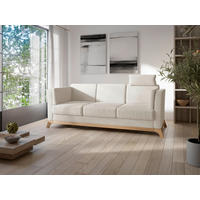 3-SITZER-SOFA in Flachgewebe Creme  - Eichefarben/Creme, KONVENTIONELL, Holz/Textil (213/84/93cm) - Sit & More