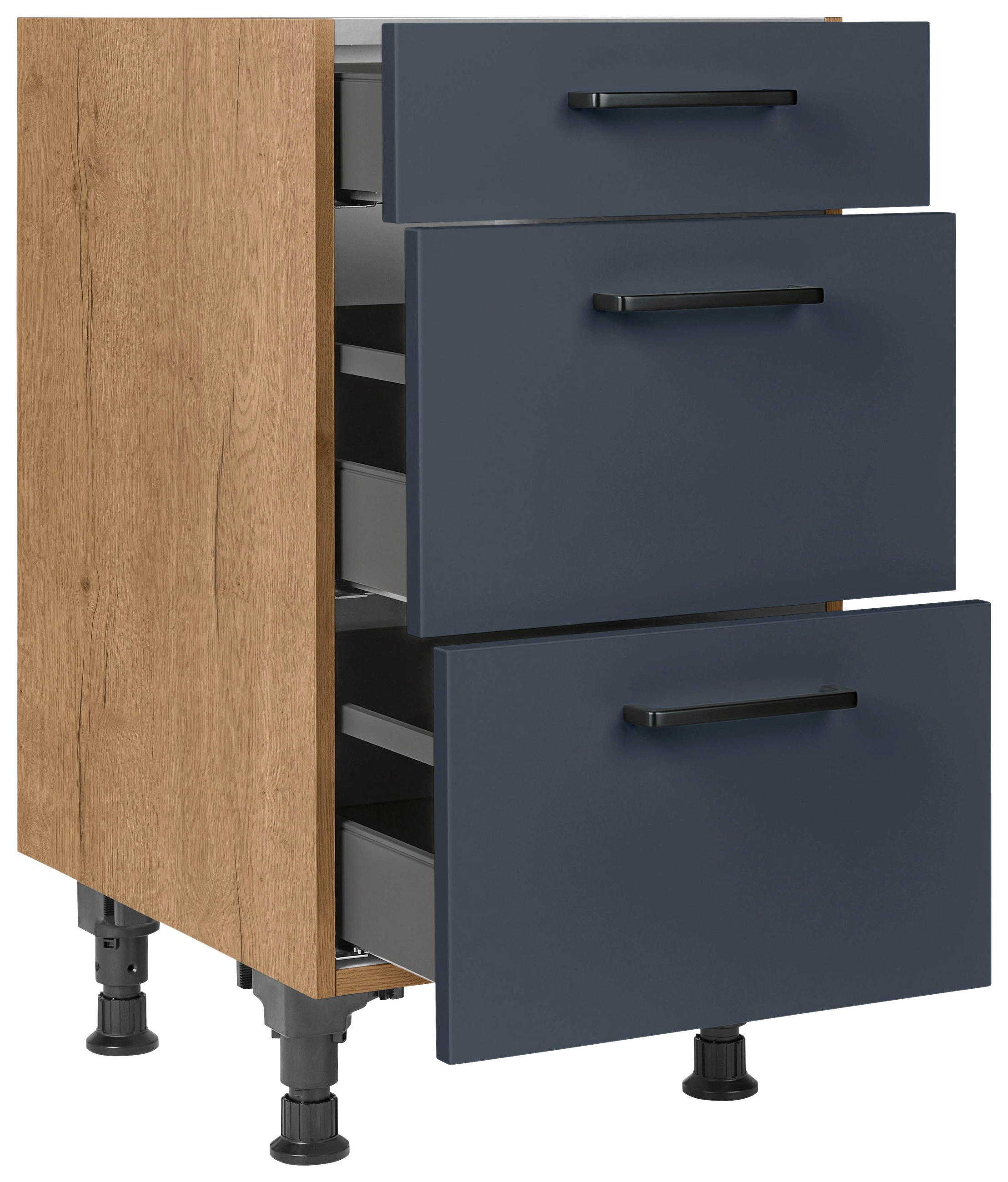 SCHUBKASTENUNTERSCHRANK 45/87/56 cm  in Blau, Eichefarben  - Blau/Eichefarben, MODERN, Holzwerkstoff/Metall (45/87/56cm) - Nobilia