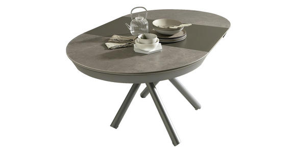 COUCHTISCH/ESSTISCH 105-165/105/36-75 cm rund Anthrazit, Schieferfarben - Schieferfarben/Anthrazit, Design, Keramik/Metall (105-165/105/36-75cm) - Dieter Knoll