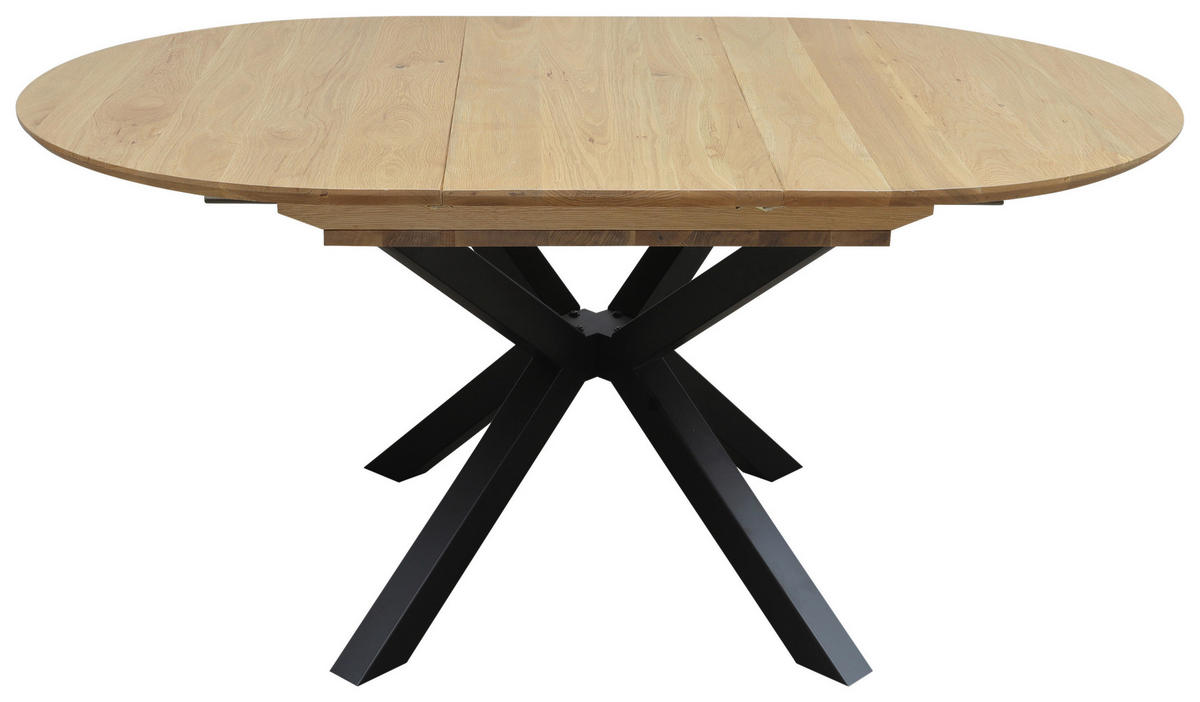 ESSTISCH 120-160/100/75 cm Echtholz  Holz, Metall oval Eichefarben  - Eichefarben, KONVENTIONELL, Holz/Metall (120-160/100/75cm) - VanDerken