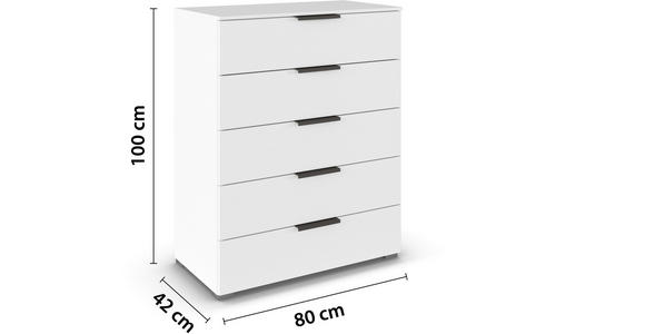 KOMMODE 80/100/42 cm in Weiß - Graphitfarben/Alufarben, Trend, Holzwerkstoff/Metall (80/100/42cm) - Novel