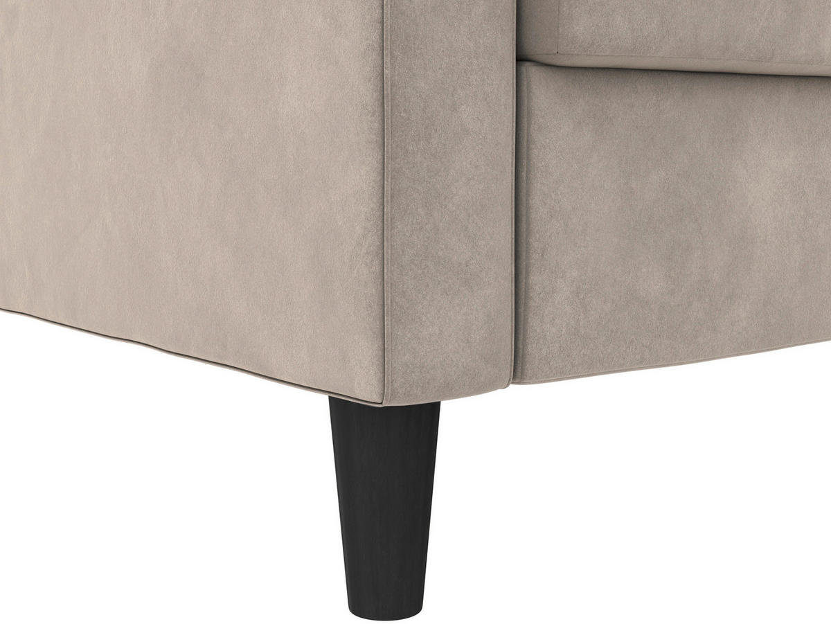 ECKSOFA PALERMO in Velours Taupe  - Taupe/Schwarz, Basics, Kunststoff/Textil (213/154cm) - Livetastic