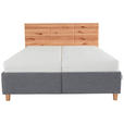 POLSTERBETT Matratze, Lattenrost, Bettkasten Grau, Buchefarben 160/200 cm  - Buchefarben/Weiß, Design, Holz/Textil (160/200cm) - Valnatura