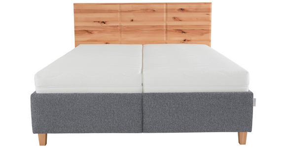 POLSTERBETT Matratze, Lattenrost, Bettkasten Grau, Buchefarben 160/200 cm - Buchefarben/Weiß, Design, Holz/Textil (160/200cm) - Valnatura