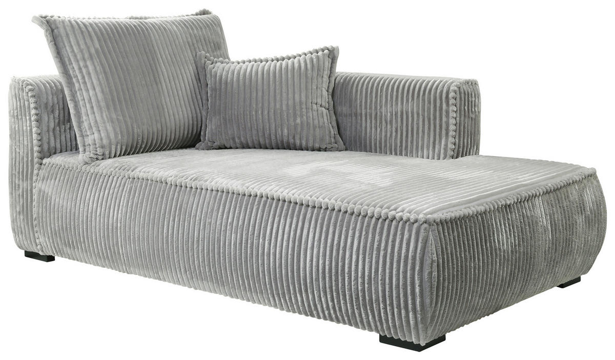 RÉCAMIERE in Cord Hellgrau  - Hellgrau/Schwarz, Design, Holz/Textil (207/75/121cm) - MID.YOU