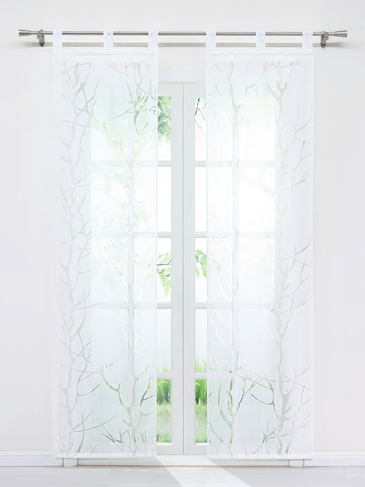 FLÄCHENVORHANG   transparent   57/145 cm  - Weiß Hochglanz, Basics, Textil (57/145cm)