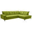 ECKSOFA in Chenille Limette  310/240 cm  - Limette/Schwarz, Design, Textil/Metall (310/240cm) - Xora