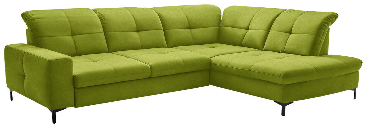 ECKSOFA in Chenille Limette  310/240 cm  - Limette/Schwarz, Design, Textil/Metall (310/240cm) - Xora
