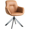 ARMLEHNSTUHL  in Edelstahl Lederlook (vegan)  - Cognac/Schwarz, Basics, Textil/Metall (62/89/61cm) - Celina Home