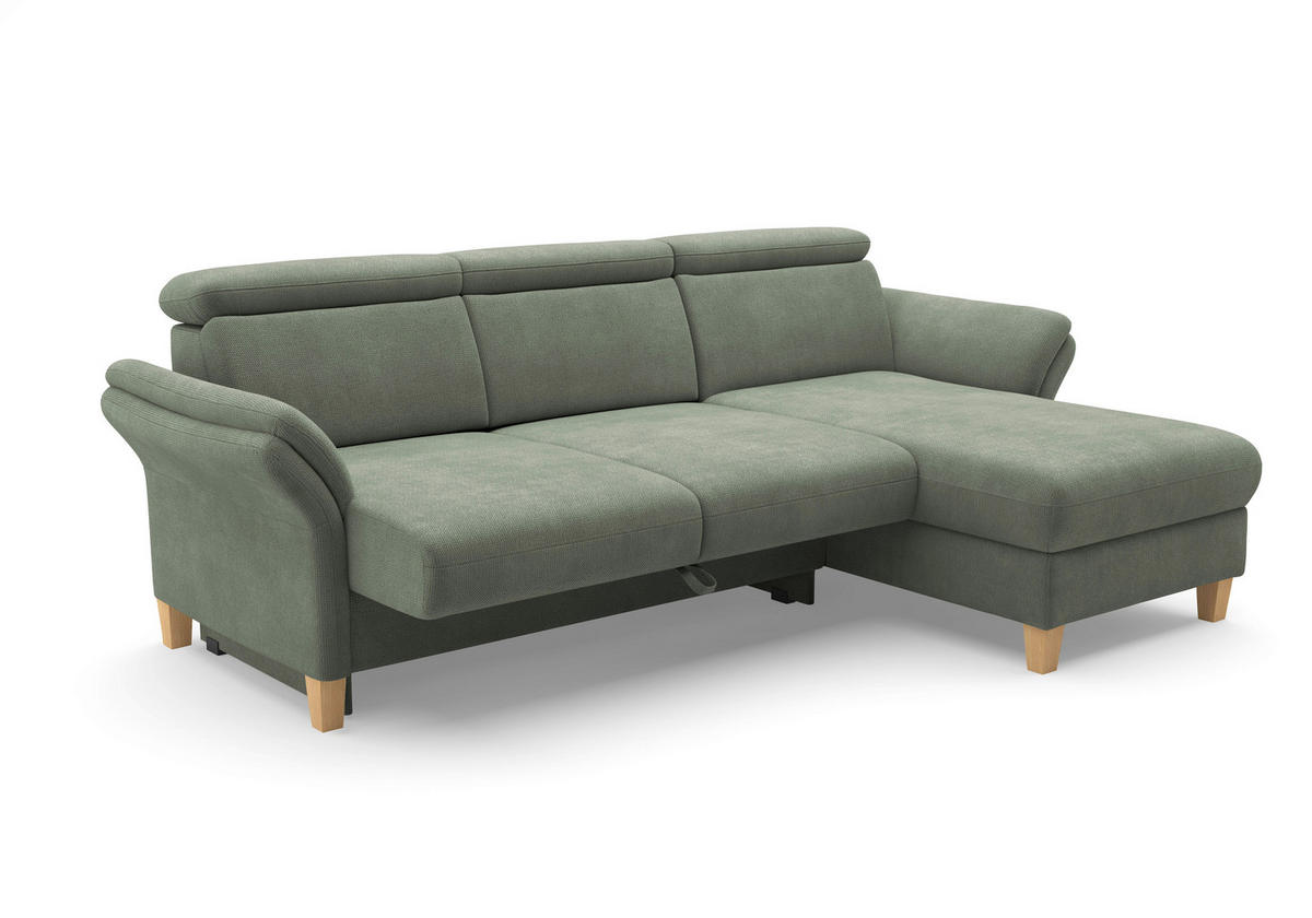ECKSOFA GLENDALE E Dunkelgrün Flachgewebe  - Dunkelgrün/Eichefarben, KONVENTIONELL, Holz/Textil (253/166cm) - Sit & More
