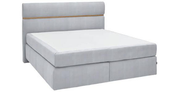 BOXSPRINGBETT 180/200 cm in Eichefarben, Hellgrau - Eichefarben/Hellgrau, KONVENTIONELL, Holz/Kunststoff (180/200cm) - Dieter Knoll
