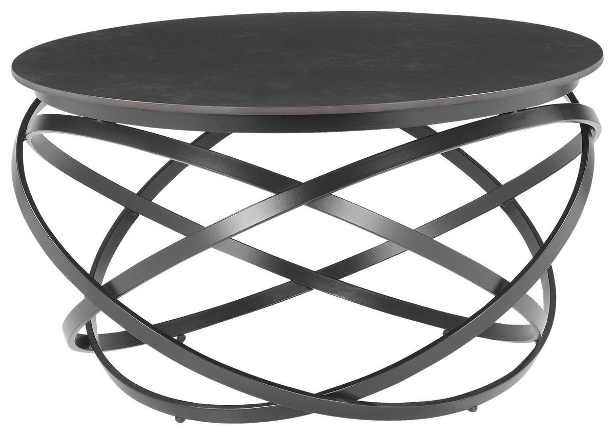 COUCHTISCH 80/80/45 cm rund Grau, Schwarz  - Schwarz/Grau, Design, Keramik/Metall (80/80/45cm) - Stylife