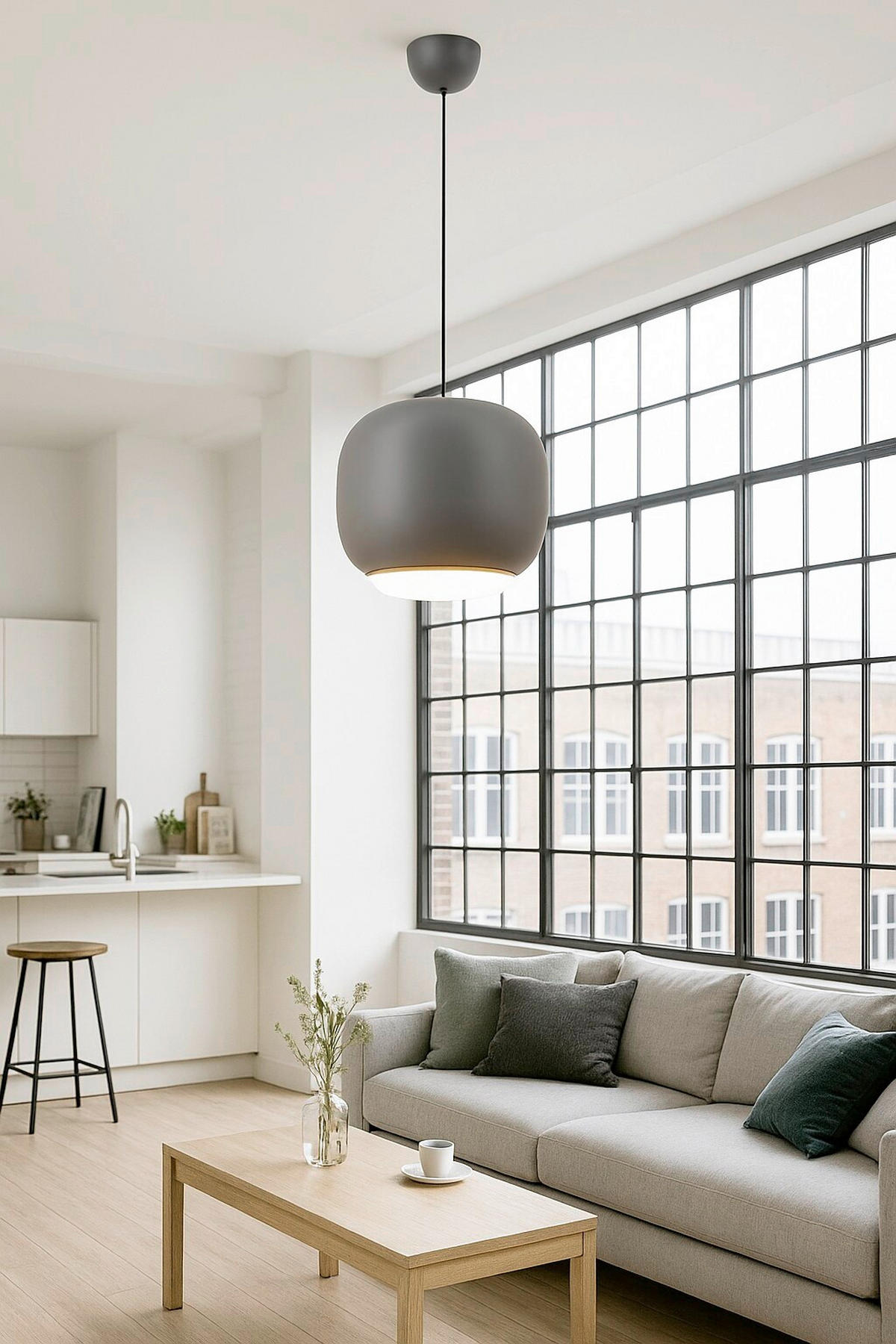 LED-HÄNGELEUCHTE Positano 30/30/26,3 cm  - Grau, Design, Kunststoff/Metall (30/30/26,3cm)