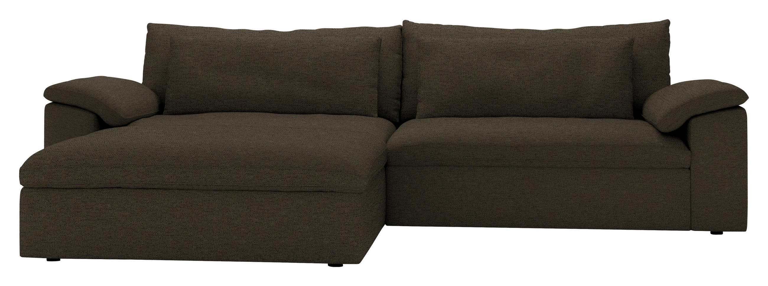 ECKSOFA  in Flachgewebe Schlammfarben Rückenkissen, Nierenkissen, Armlehnenkissen, Rücken echt  198/306 cm  - Schlammfarben/Schwarz, MODERN, Kunststoff/Textil (198/306cm) - Carryhome