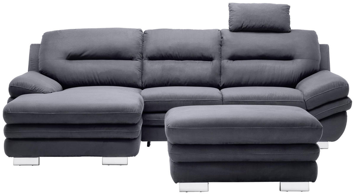 ECKSOFA Anthrazit Mikrofaser  - Chromfarben/Anthrazit, Design, Textil (166/270cm) - Stylife