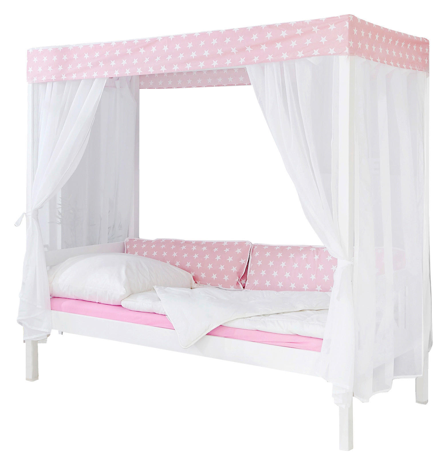 HIMMELBETT 90/200 cm  in Rosa, Weiß  - Weiß/Rosa, MODERN, Holz (90/200cm) - MID.YOU