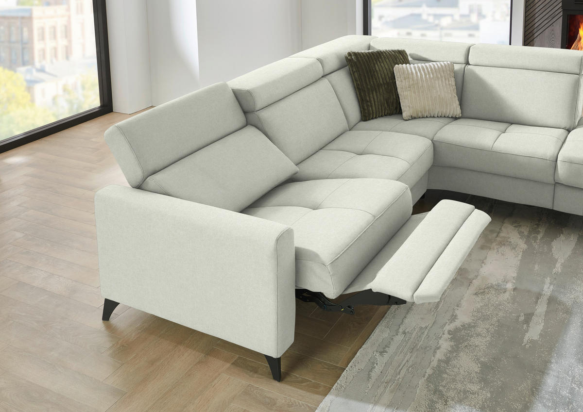 ECKSOFA Beldomo System in Flachgewebe Naturfarben  276/214 cm  - Schwarz/Naturfarben, KONVENTIONELL, Textil/Metall (276/214cm) - Beldomo System