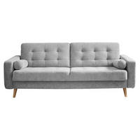 SCHLAFSOFA in Mikrovelours Silberfarben  - Eichefarben/Silberfarben, Modern, Holz/Holzwerkstoff (222/86/90cm) - MID.YOU