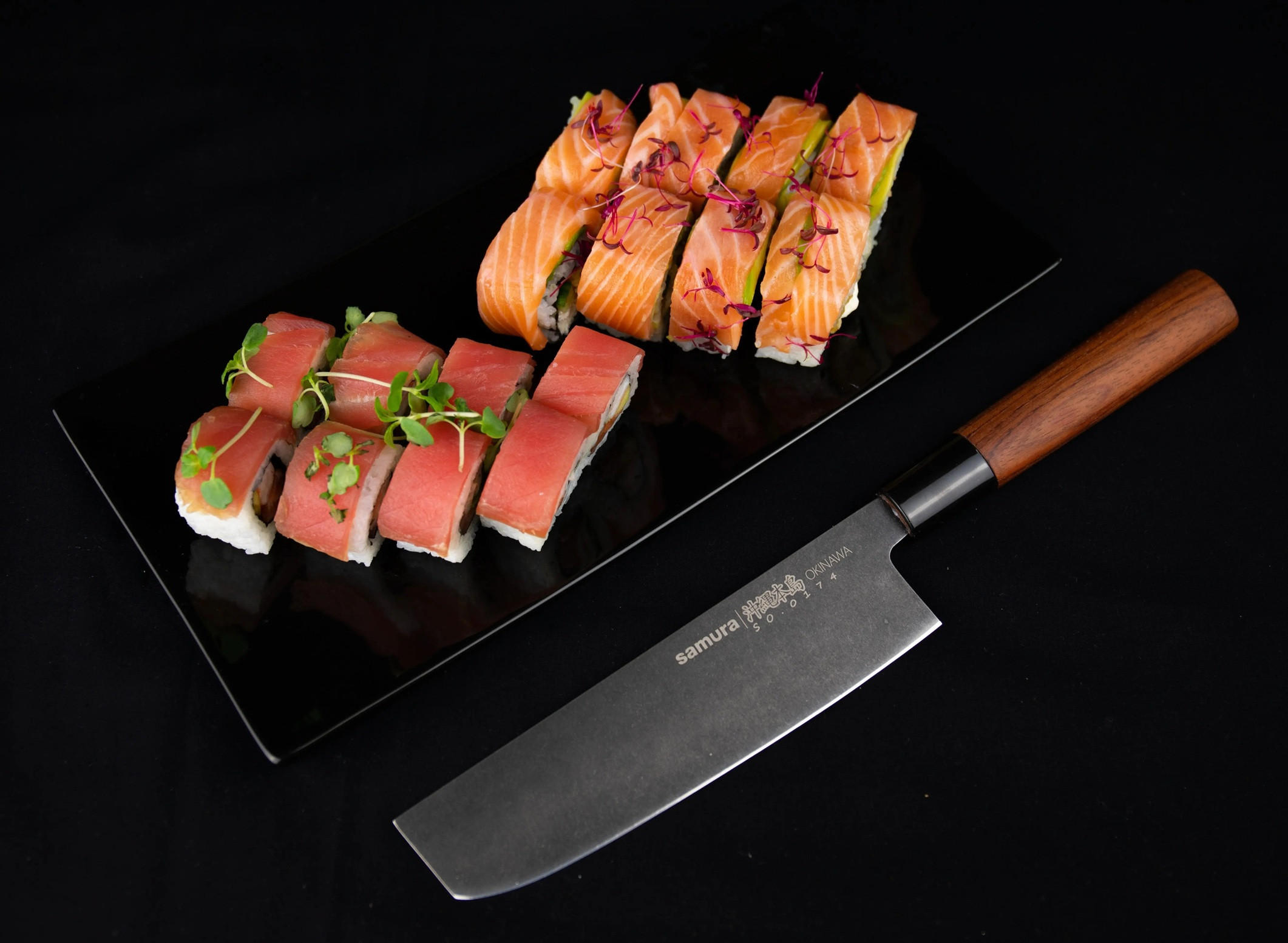 KUHINJSKI NOŽ  Okinawa 32,6/4,7/2,3 cm           nerjaveče jeklo - črna/rjava, Basics, kovina/les (32,6/4,7/2,3cm) - Samura
