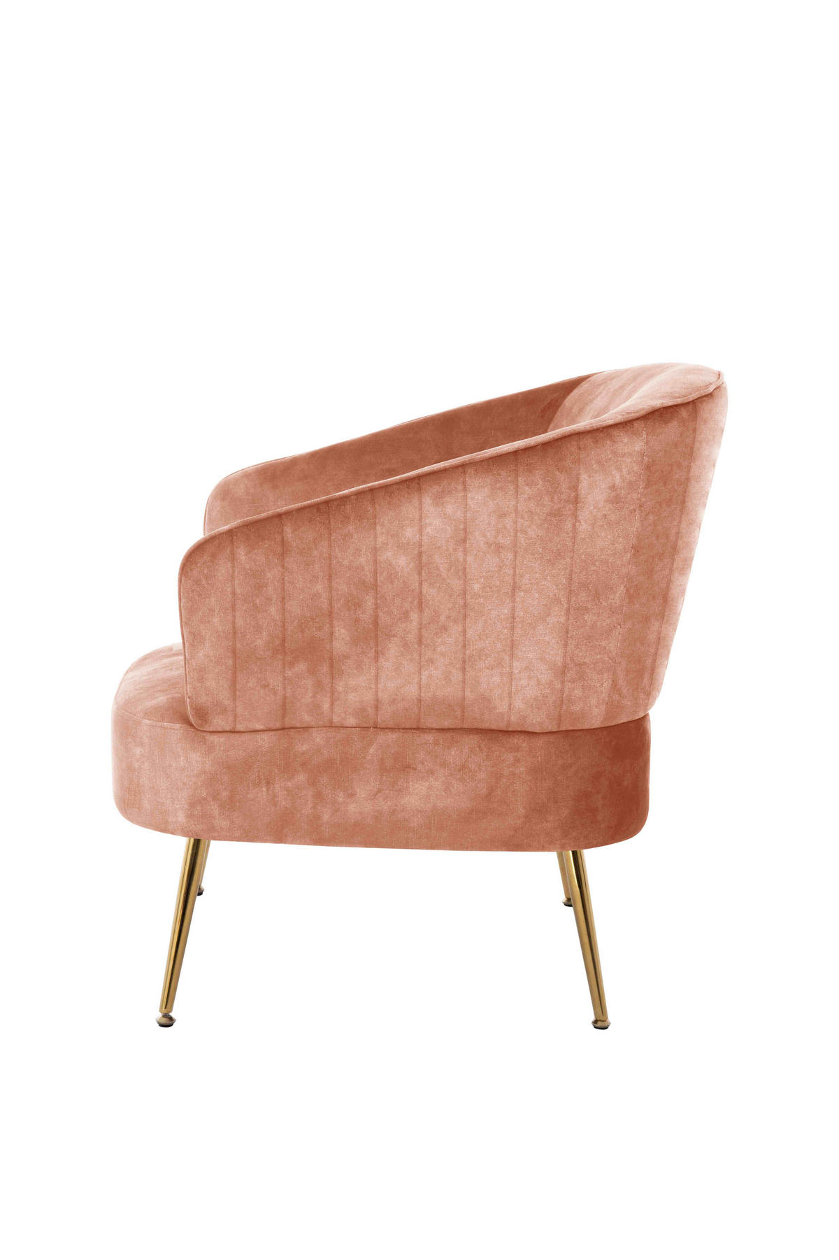 SESSEL Samt Rosa    - Goldfarben/Rosa, Design, Textil/Metall (76/69/75cm) - Livetastic