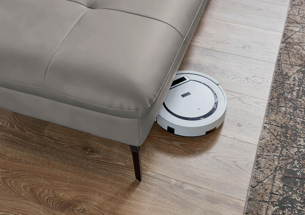 WOHNLANDSCHAFT  in Echtleder Hellgrau  - Hellgrau/Schwarz, Design, Leder/Metall (206/336/181cm) - Beldomo Speed