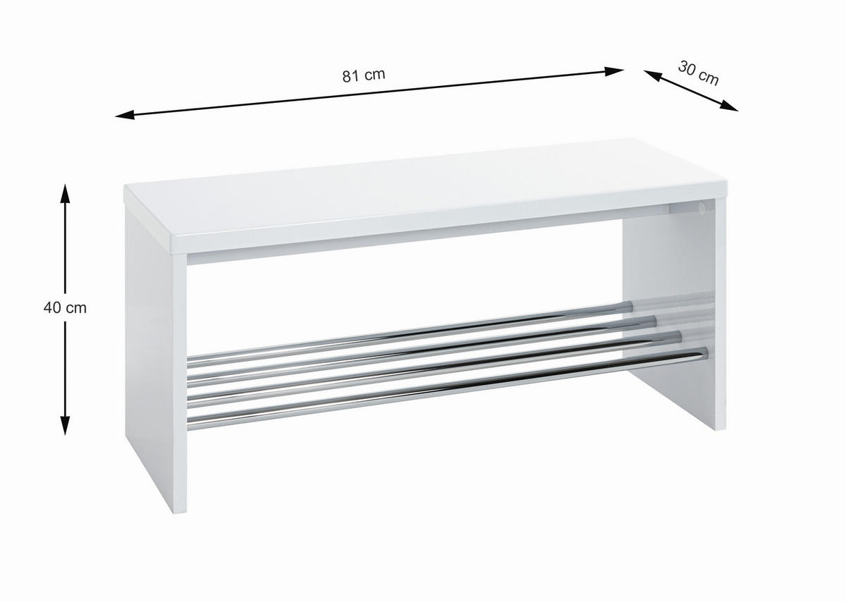 ŠATNÍ LAVICE, 81/40/30 cm - bílá, Konvenční, kov/kompozitní dřevo (81/40/30cm)