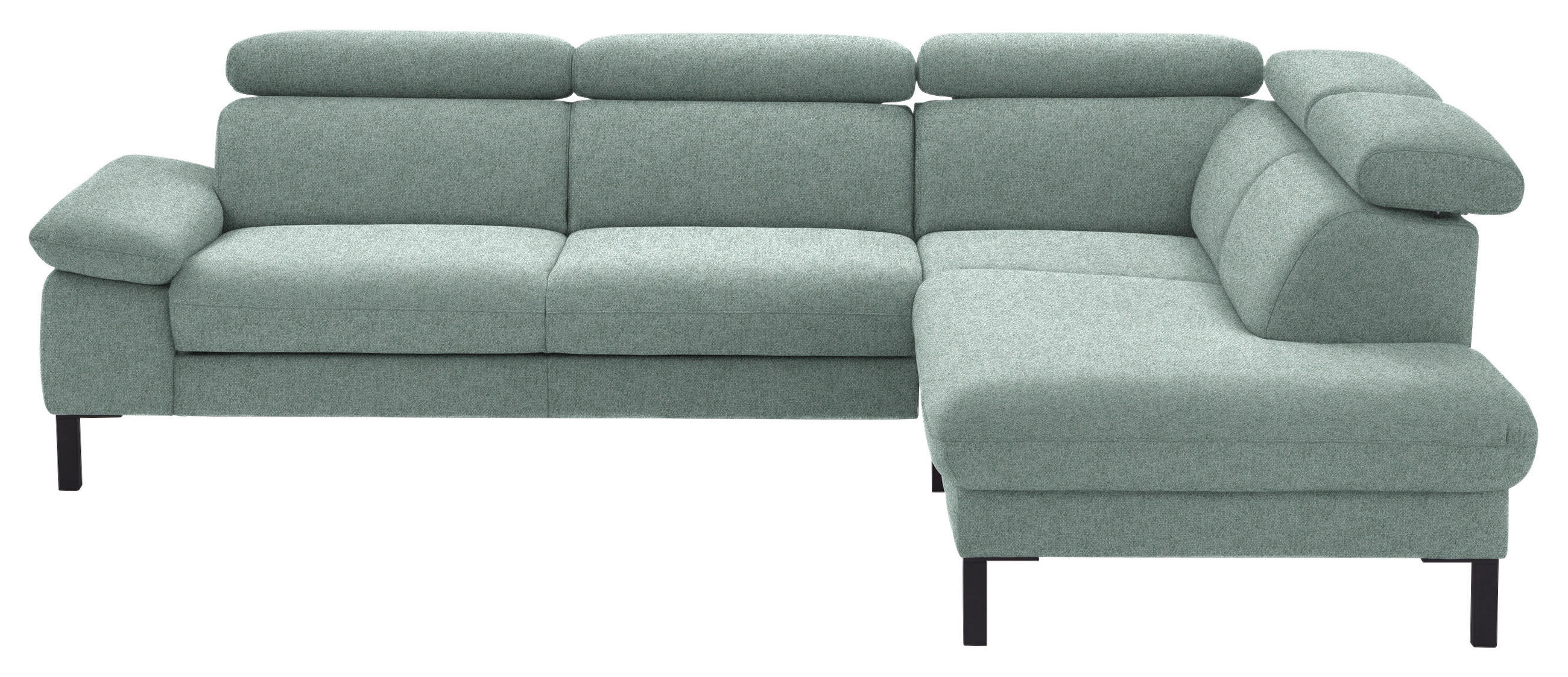 ECKSOFA in Flachgewebe Mintgrün  - Schwarz/Mintgrün, Design, Holzwerkstoff/Textil (272/217cm) - Pure Home Comfort