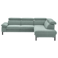 ECKSOFA in Flachgewebe Mintgrün  - Schwarz/Mintgrün, Design, Holzwerkstoff/Textil (272/217cm) - Pure Home Comfort