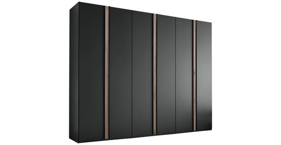 DREHTÜRENSCHRANK in Graphitfarben, Eichefarben - Eichefarben/Schwarz, Design, Holzwerkstoff/Metall (300/216/58cm) - Novel
