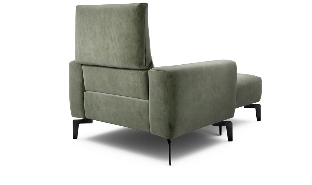 Sessel inkl. Hocker in Samt Waldgrün  - Waldgrün/Schwarz, Design, Textil/Metall (110/85/86-94cm) - SENSOO