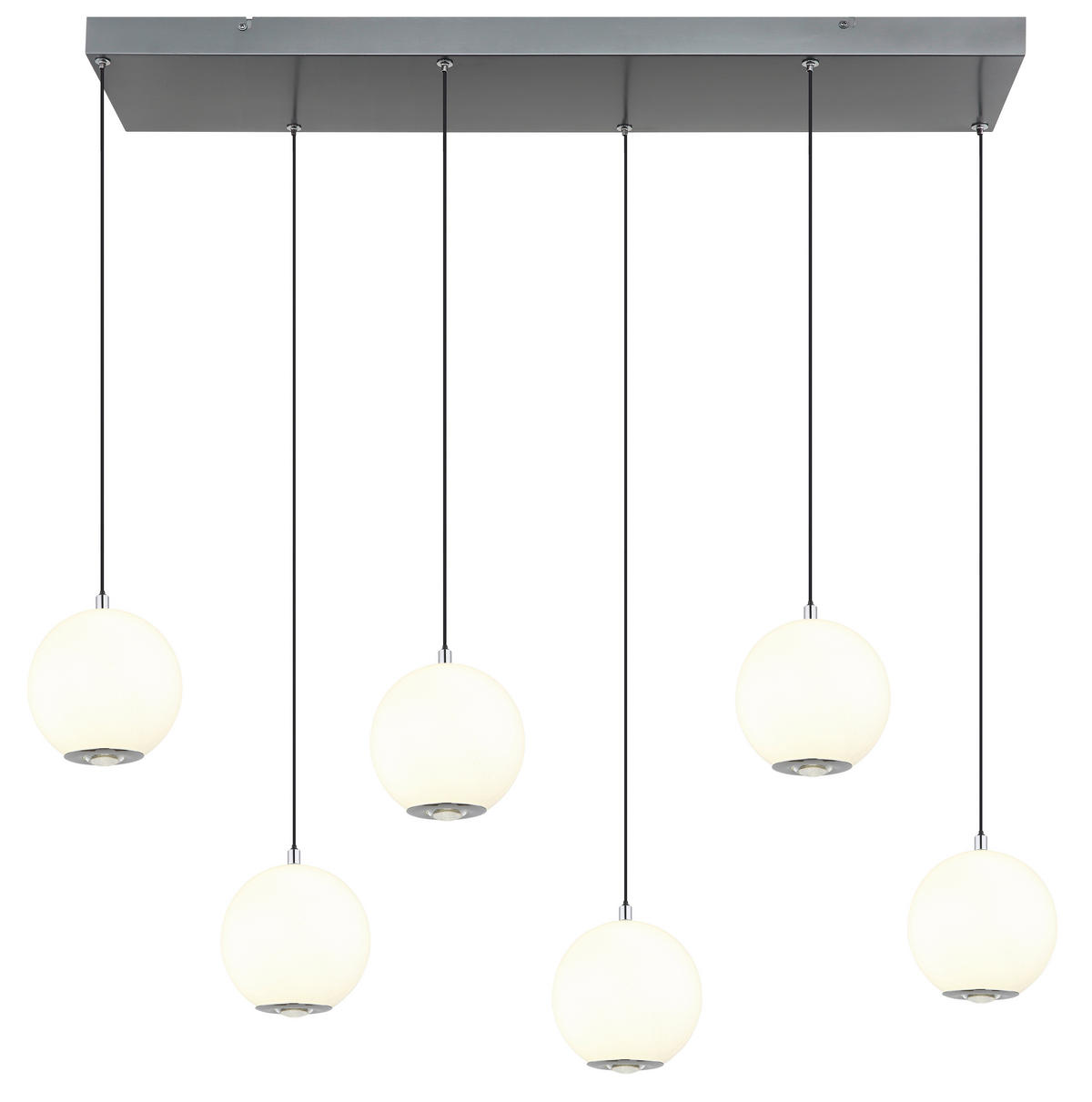 LED-HÄNGELEUCHTE SIMMONS 97,5/30/150 cm   - Klar/Chromfarben, KONVENTIONELL, Glas/Kunststoff (97,5/30/150cm) - Globo