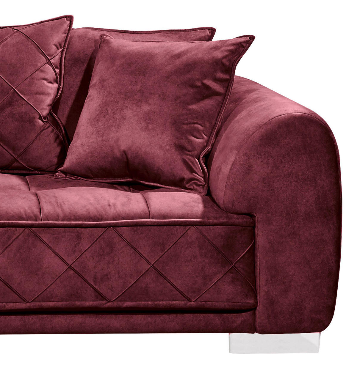 ECKSOFA in Mikrovelours Bordeaux  - Bordeaux/Silberfarben, Basics, Kunststoff/Textil (319/194cm) - MID.YOU