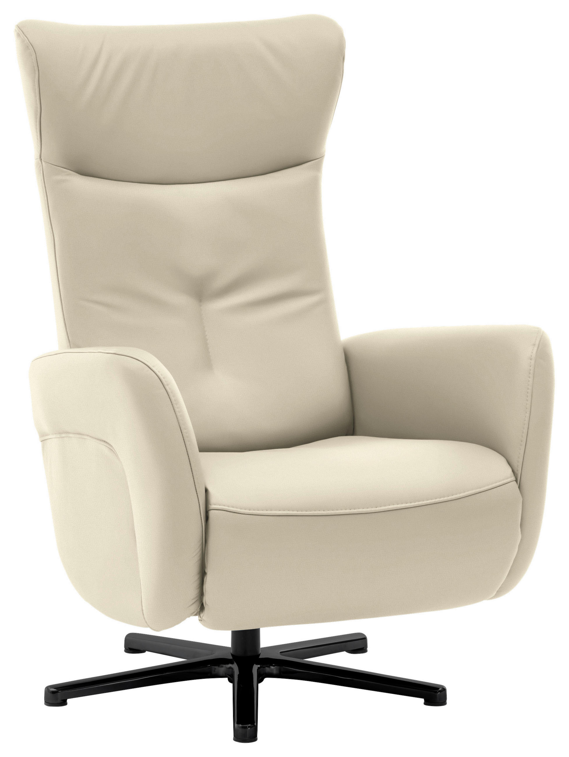 RELAXSESSEL in Leder Creme, Naturfarben  - Creme/Schwarz, Design, Leder/Metall (76/112/83cm) - Beldomo Speed