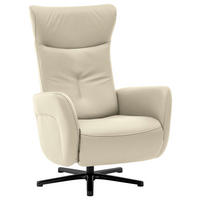 RELAXSESSEL in Leder Creme, Naturfarben  - Creme/Schwarz, Design, Leder/Metall (76/112/83cm) - Beldomo Speed
